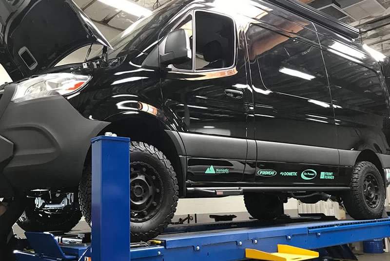 Photo of Mercedes Sprinter Van being repaired